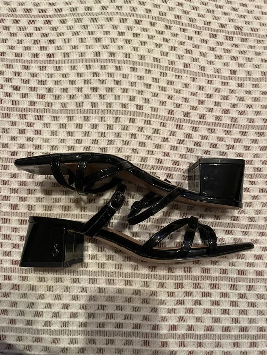 Sam Edelman Rachelle Patent Heels Black Strappy Sandals Size 7.5 Wedding Event - Picture 5 of 10